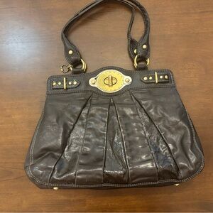 Coach Vintage Black Leather Shoulder Bag with Pleated Design